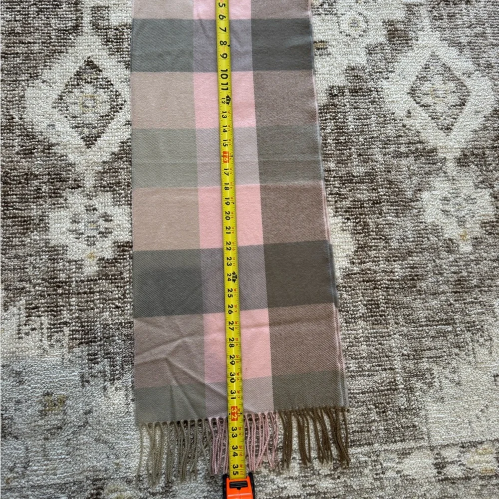 Pink Plaid Houndstooth Cashmere Scarf Made In Germany